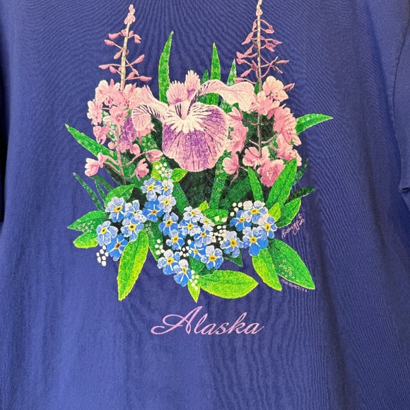 anvil | VTG Floral Center Focal Point Alaska Destination Unisex Crewneck Tee - Picture 5 of 8